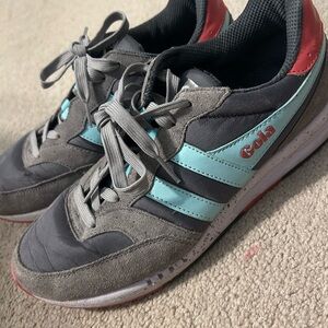 Gola Charcoal and Aqua Sneakers with Red Detail
